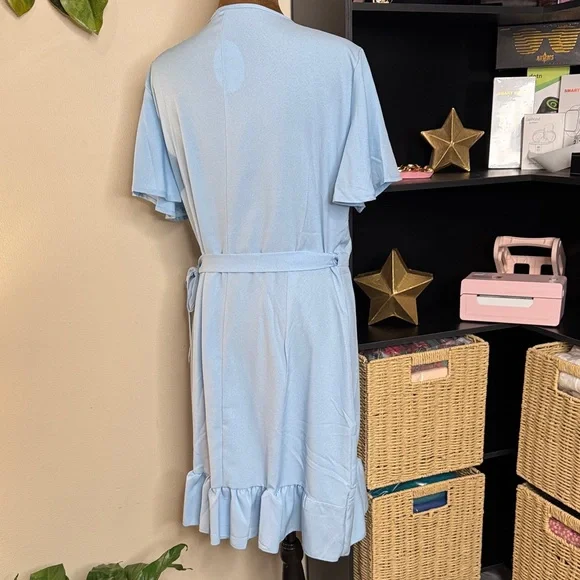 Light Blue Wrap Dress - Picture 2 of 2